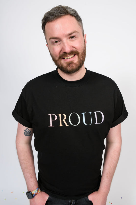 70% OFF - SALE Pastel 'PROUD' black t-shirt