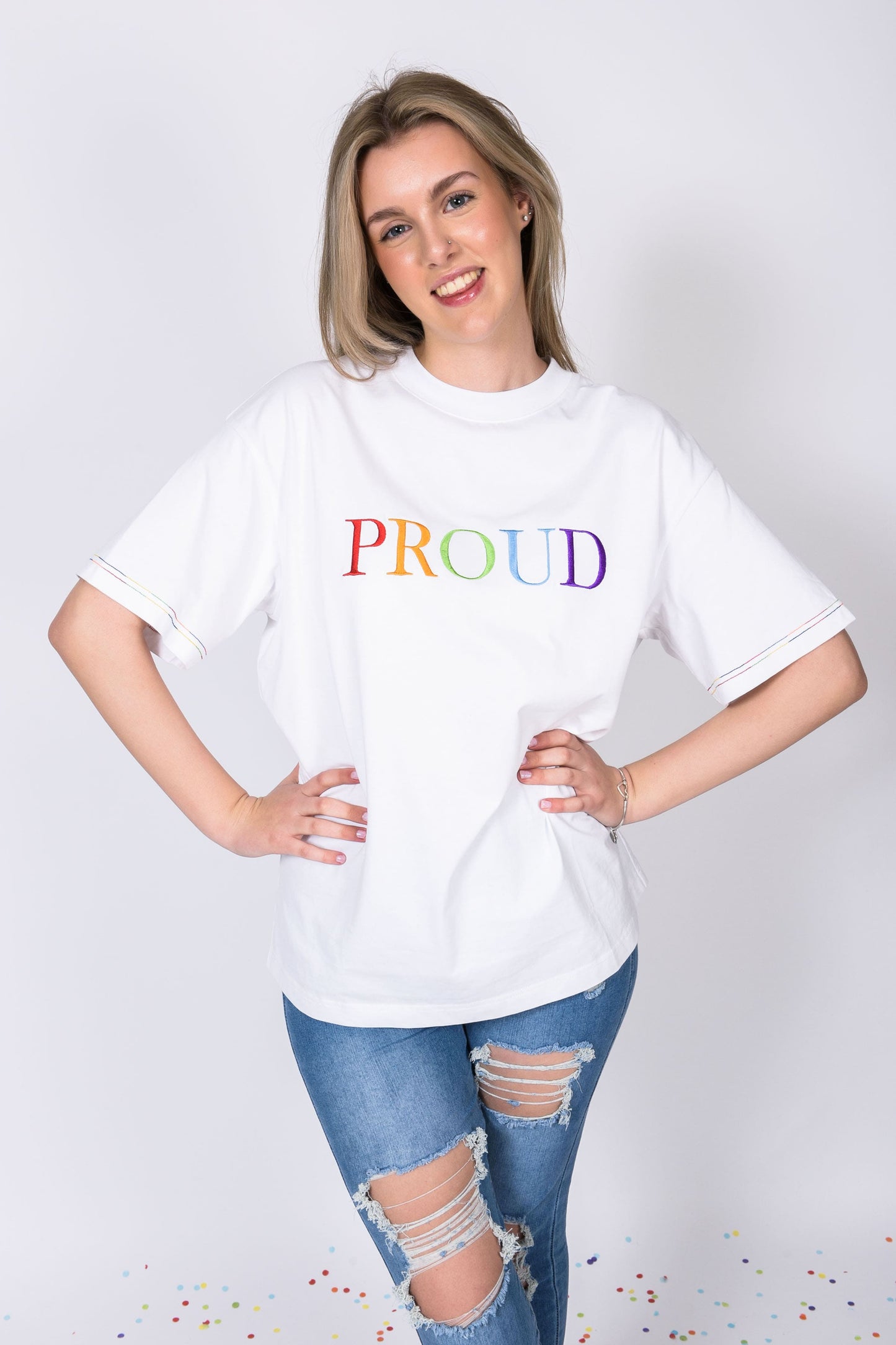 SALE Bright 'PROUD' white t-shirt